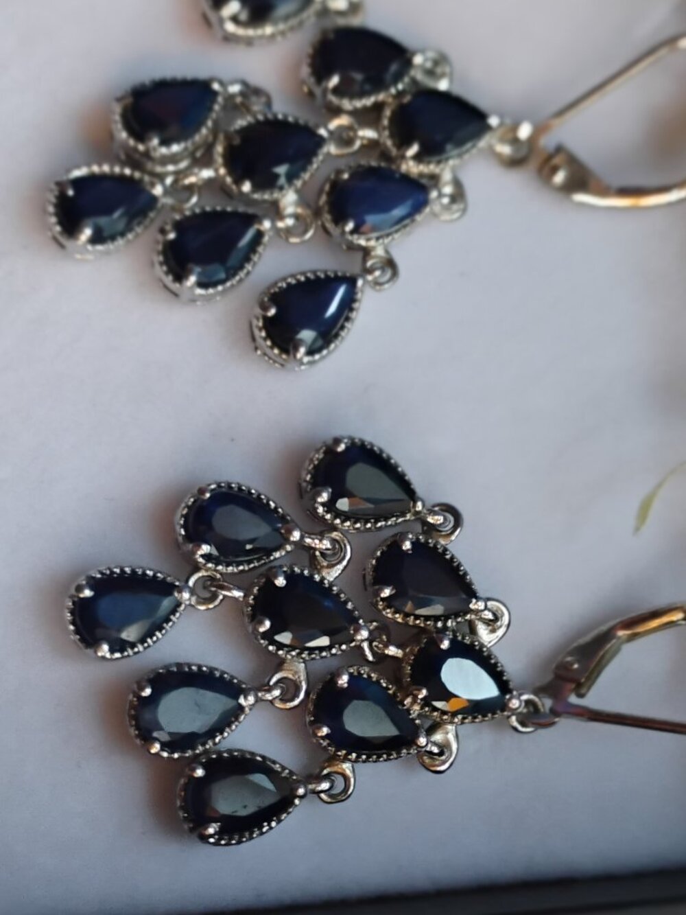 Blue sapphire chandelier earrings